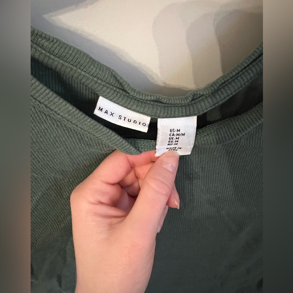 Olive Green Max Studio Ribbed T-Shirt